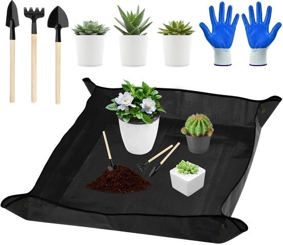 Mat di giardino impermeabile, mat per il piantagione, mat di giardino impermeabile, mat per il piantagione, mat per il trasporto, mat di giardino, pieghevole per il trasporto dei semi (100x100cm, nero)
