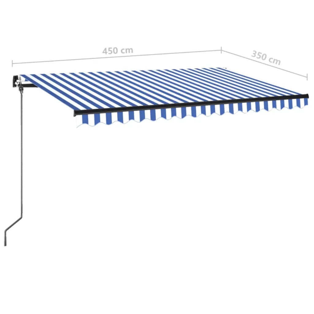 Tenda da Sole Retrattile Manuale 450x350 cm Blu e Bianca cod mxl 43659