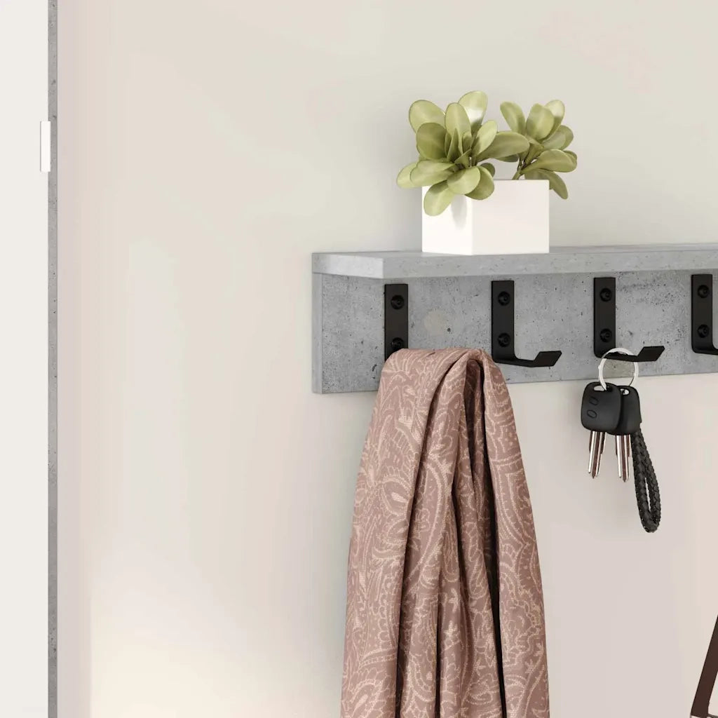 Appendiabiti a muro Grigio cemento 80 x 10,5 x 10,5 cm 874366