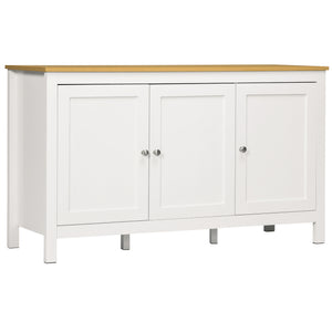Credenza Mobile con 3 Porte e Piano in Legno Chiaro 120x40x70 cm Bianco
