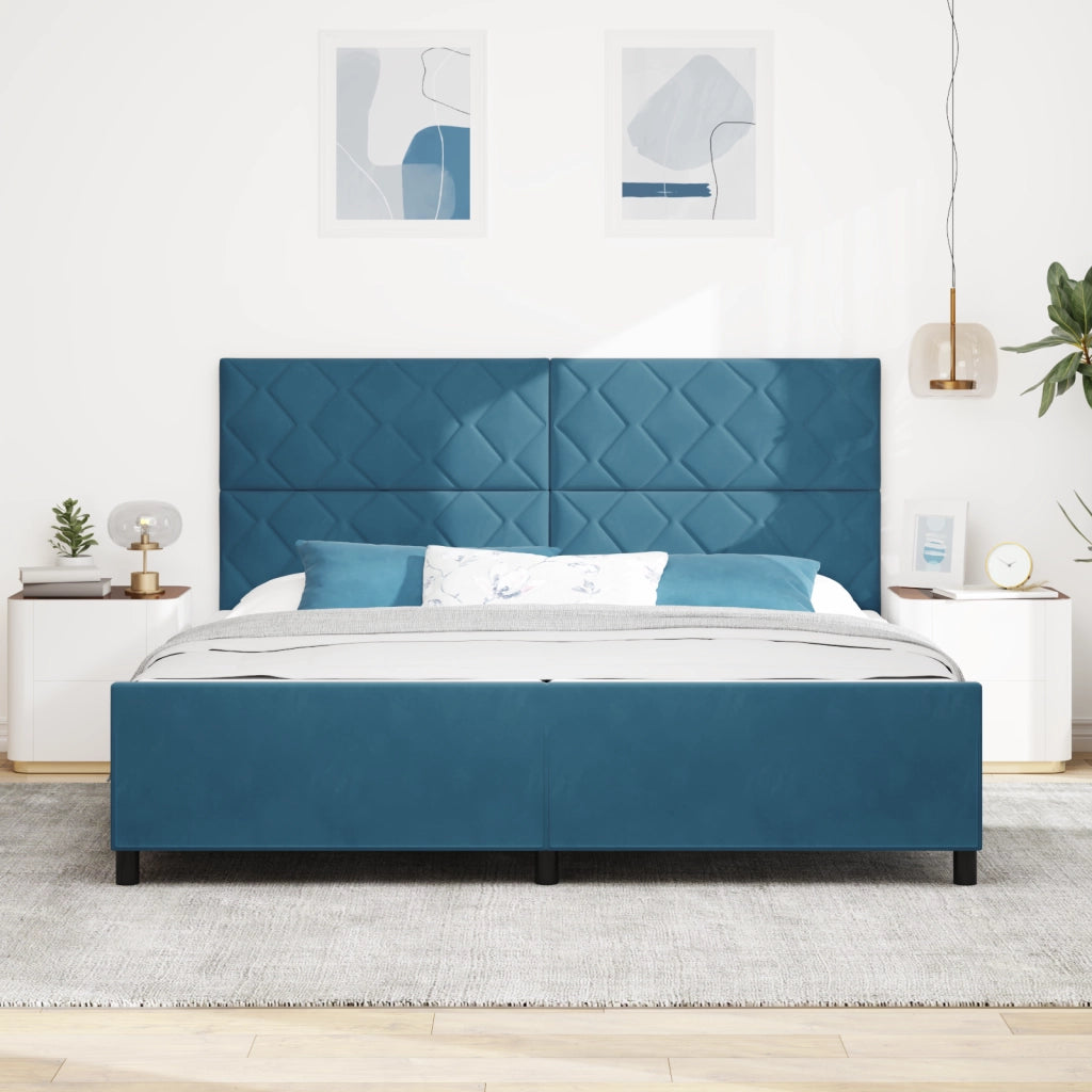 Letto Blu Scuro 200x200 cm in Velluto
