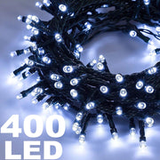 Trade Shop - Catena Luminosa 400 Luci Led Bianco Freddo 8 Funzioni Per Albero Natale Addobbi -