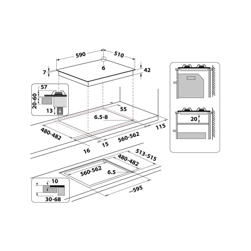 Whirlpool Piano cottura a gas - GOA 6423/NB1
