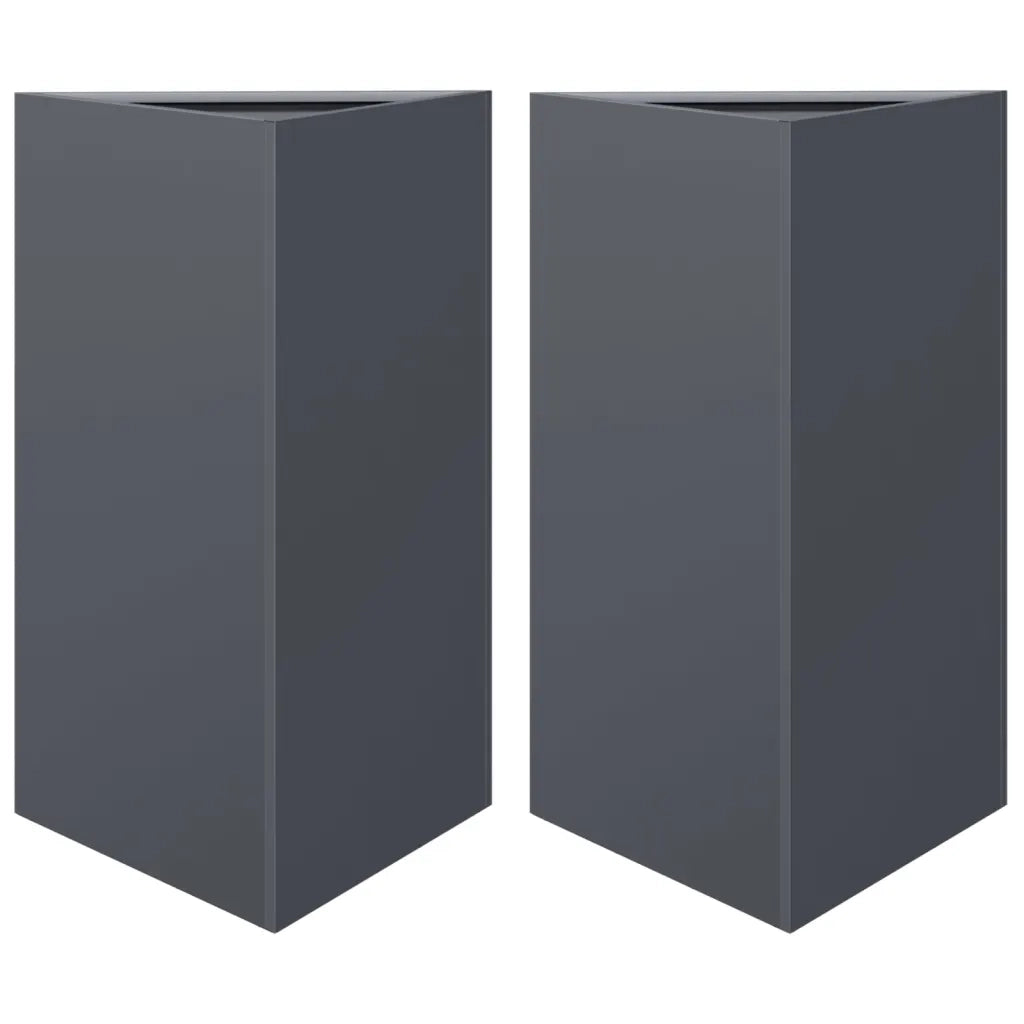 Fioriere 2 pz Antracite Triangolari 50x43x75 cm in Acciaio 851176