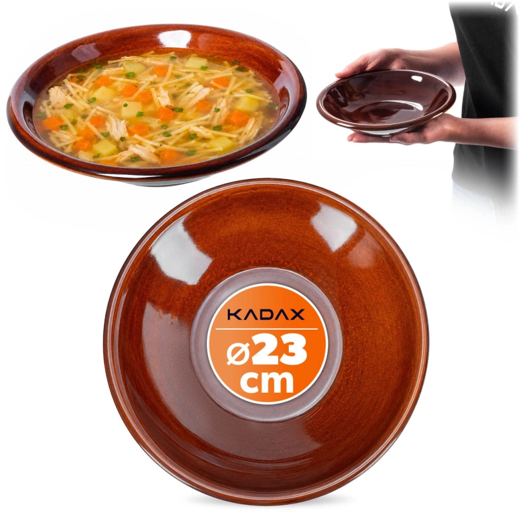 Piatto fondo KADAX da 23 cm per zuppa, in ceramica, gres, marrone