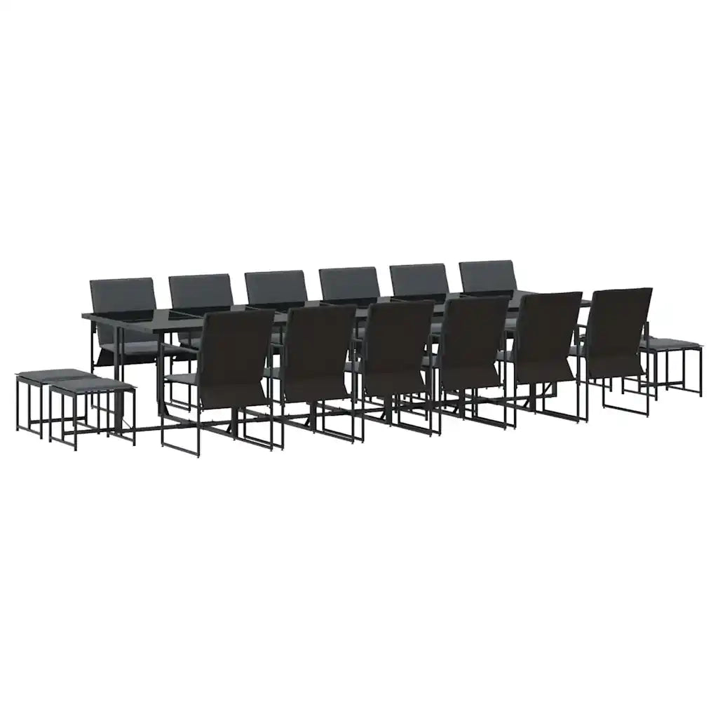 Set da Pranzo per Giardino 17 pcs Nero Acciaio 3335867