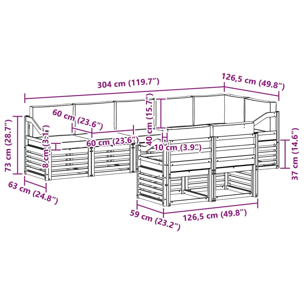 Set divani 8 pcs Naturale e Antracite Legno di Acacia Massello 3375027