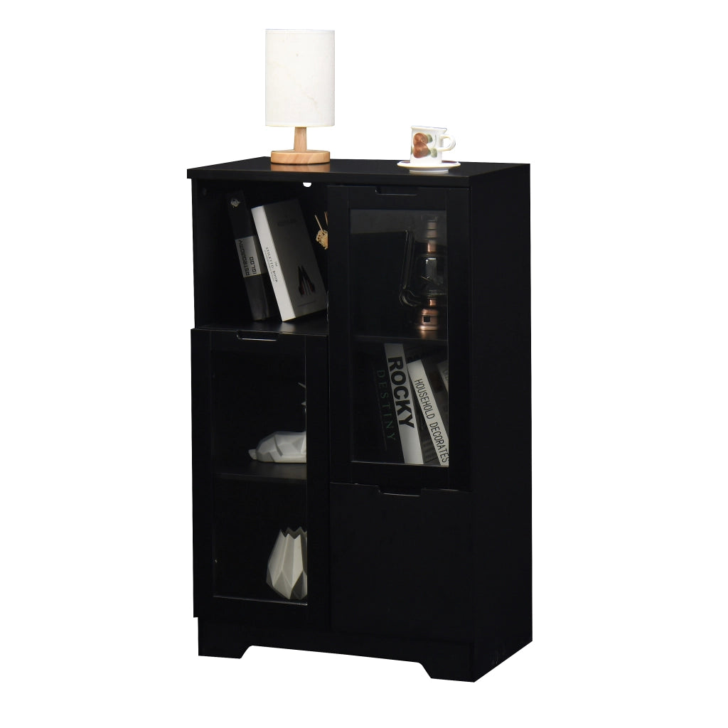 Mobile con Ante in Vetro e Cassetto ¨C MINIMAL ¨C MDF Laccato Nero