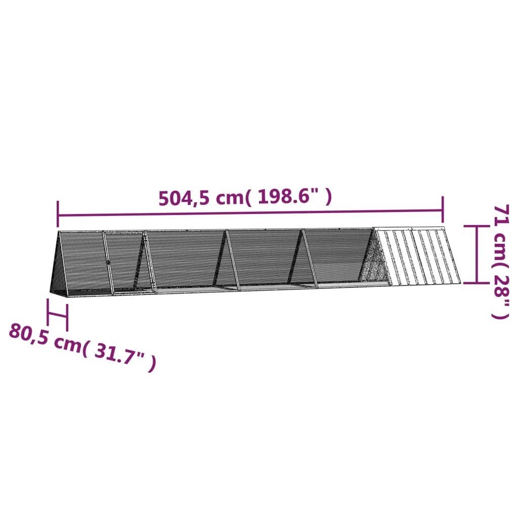 Gabbia per Conigli grigio 504,5x80,5x71 cm Acciaio Zincato 3106451