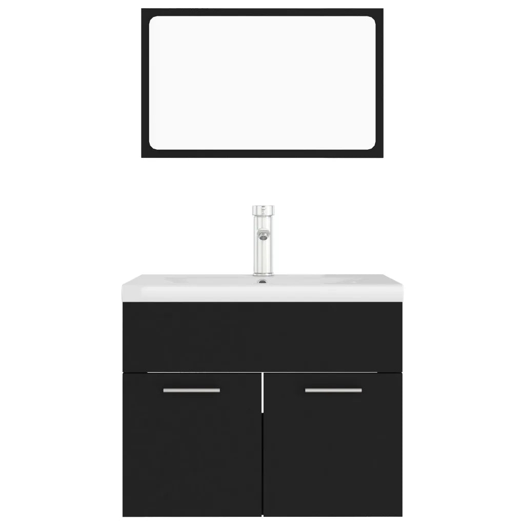 Set Mobili da Bagno Nero in Legno Multistrato