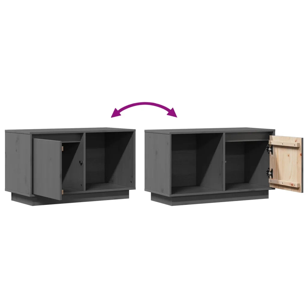 Mobile Porta TV Grigio 74x35x44 cm in Legno Massello di Pino 814336