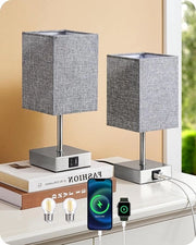 Impianto da notte da toccare con regolazione della luminosità per 2 lampade da tavolo con porte USB per camera da letto soggiorno finestra lampada da parete in grigio.