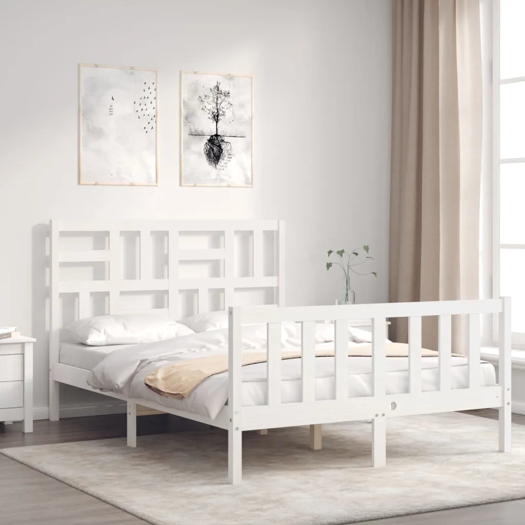 Giroletto senza Materasso-Struttura Letto Bianco 140x200 cm Legno Massello Pino 508026