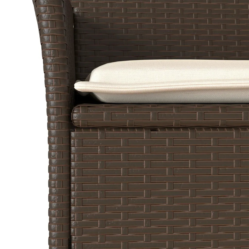 Set BistrÃ² 3 pz con Cuscini Marrone Polyrattan e Vetro