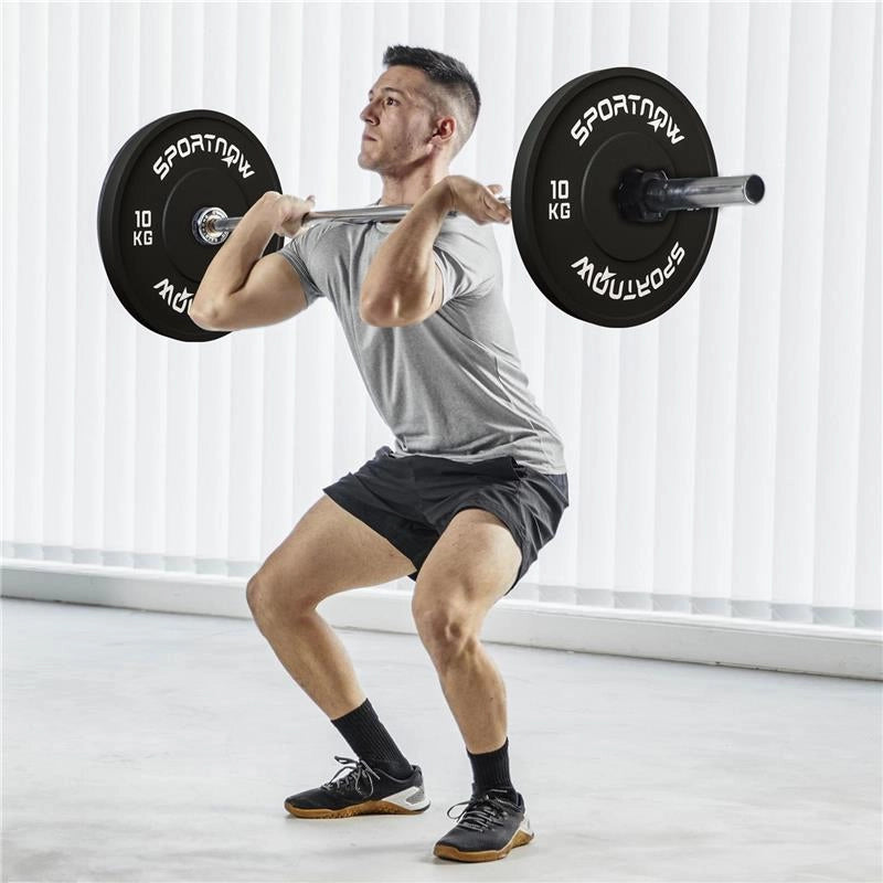SET 2 DISCHI PESI DA 10KG IN GOMMA CON FORO DA 2"/5 CM PER MANUBRI E BILANCIERI NERO