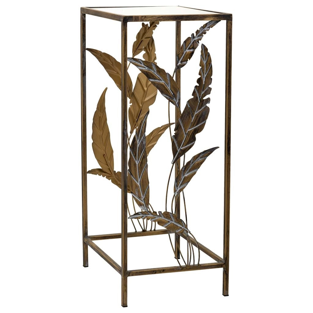 Tavolino angolare in metallo dorato 28x28x69h