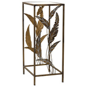 Tavolino angolare in metallo dorato 28x28x69h