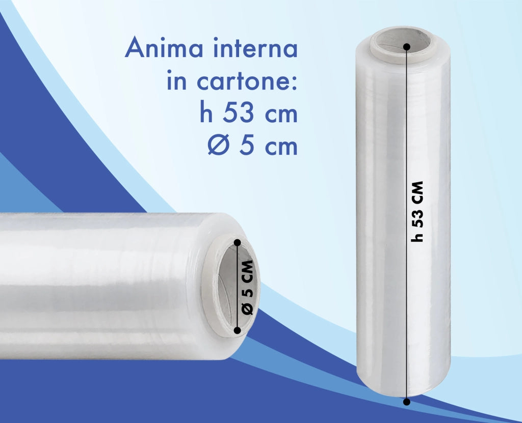 6 Rotoli Pellicola Imballaggio 160 Mt Da 2.2Kg 23 Micron Altezza 50 Cm Prodotto Italiano Estensibile Multiuso Extra Resistente Spedizioni Trasloco Misure e Peso Reali