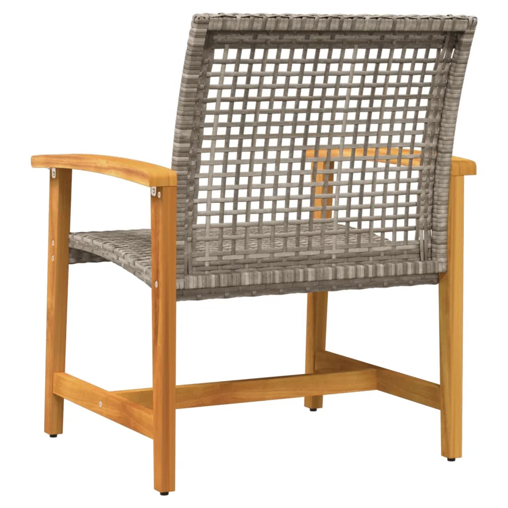 Sedia da patio-Sedie da Giardino 2pz Grigie in Polyrattan e Legno di Acacia