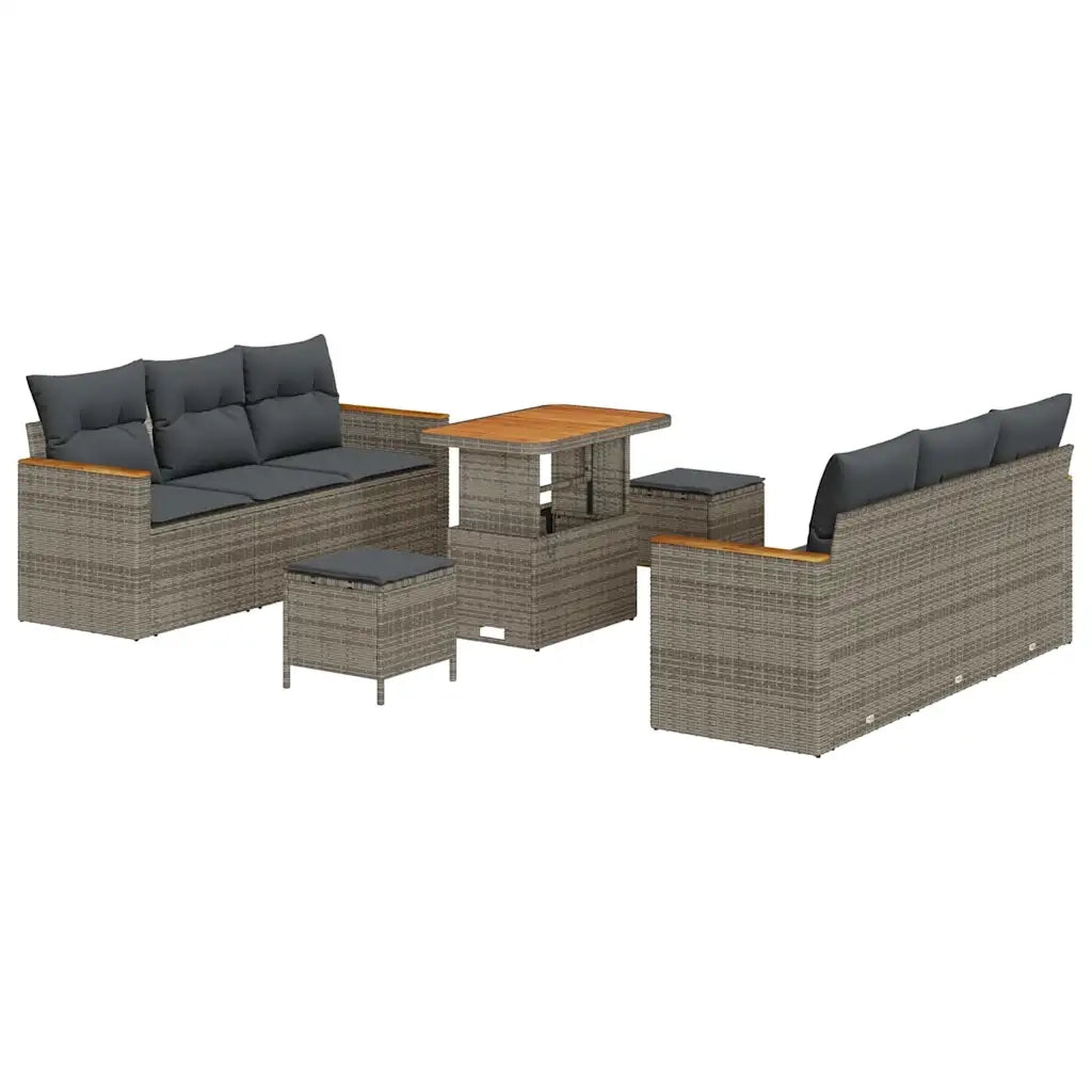 Set Divano da Giardino con cuscino 11 pcs Grigio polyrattan 3364953