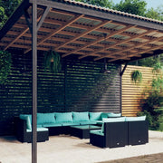 Set Divani da Giardino 10 pz con Cuscini in Polyrattan Nero cod mxl 34623