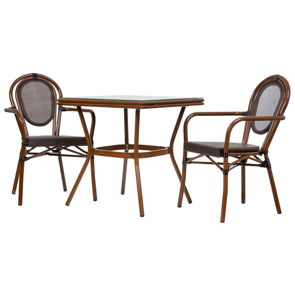 Set tavolo e 2 sedie marrone, tavolo: 70x70x72. sedia (2): 55x58x88