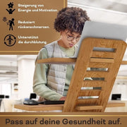 Biblioteca da scrivere in legno, alta, regolabile in altezza, prodotto in UE, colore miele