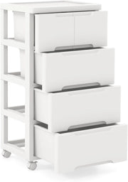 Armadietto per nicchia con ruote, scaffale per nicchia con 7 cassetti, carrello stretto con serratura a rotelle, carrello da bagno con piccolo armadio a cassetti 40 x 32 x 114 cm, bianco