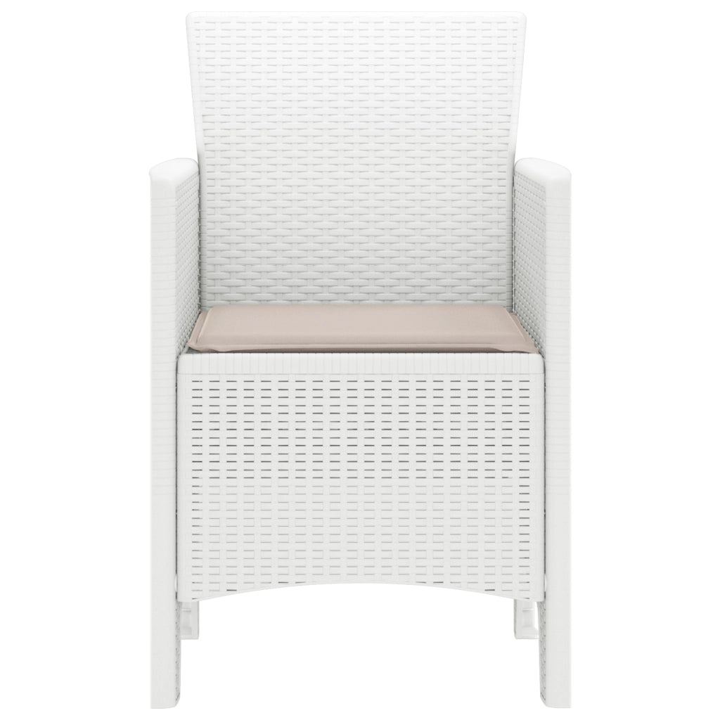 Set di 2 Sedie da Giardino con Cuscini Bianche in Polyrattan