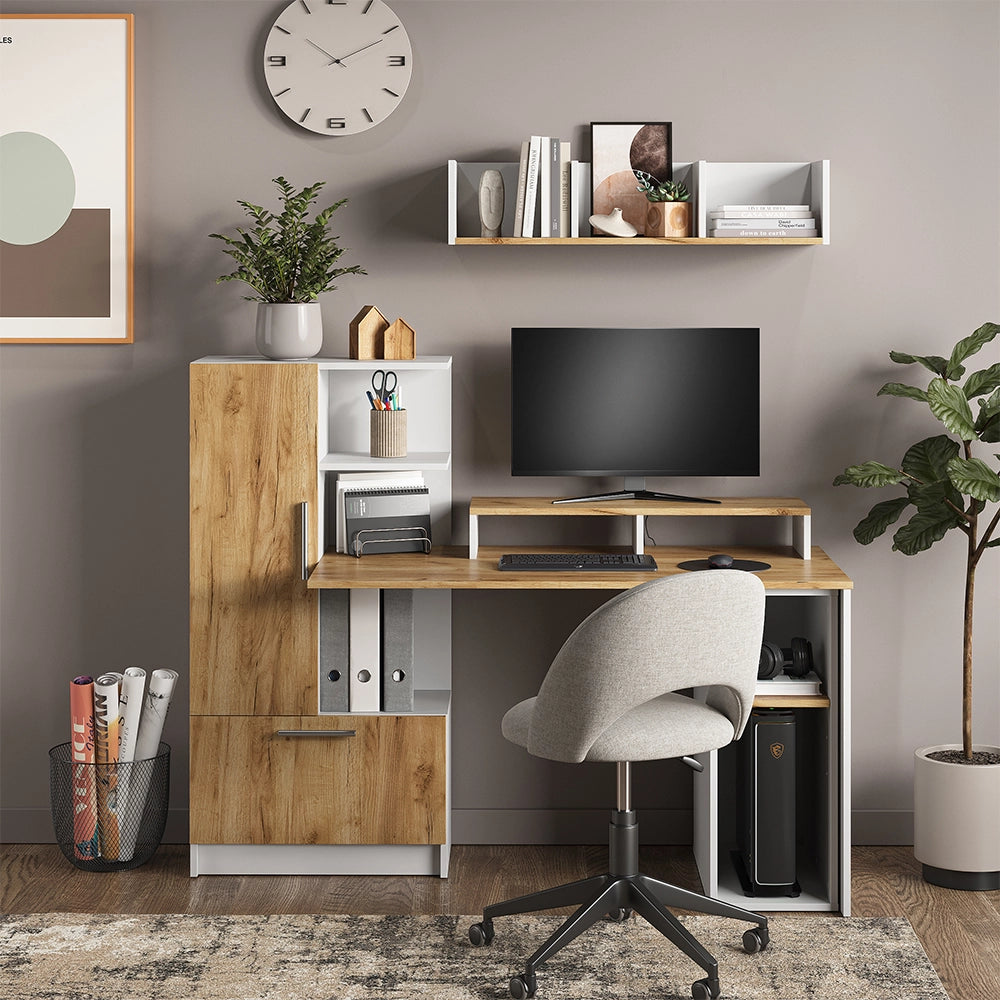 Vicco Libreria da parete Rovere bianco/dorato 90 x 20 cm
