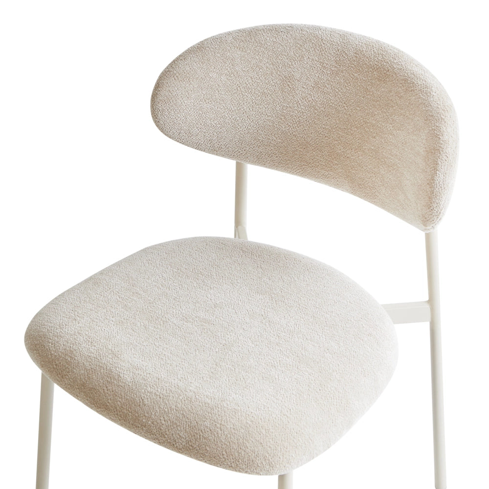 Set di 2 sedie da pranzo imbottite senza braccioli beige chiaro base in metallo design moderno