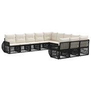 Set Divano da Giardino 11 pcs Nero e Bianco Crema polyrattan 3435556