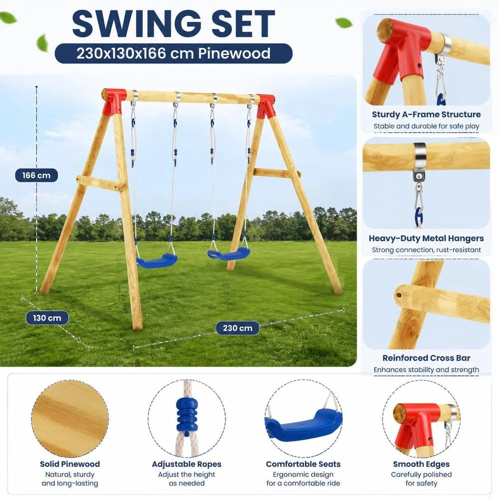 Swing Set 230x130x166 Cm Pine Wood