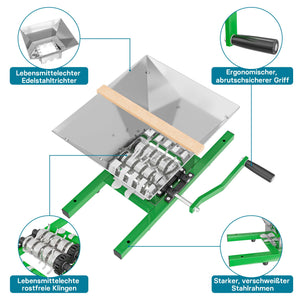 Set Mulino macina frutta 7 l e Torchio frutta 6 l con gabbia in legno e scacco di spremitura