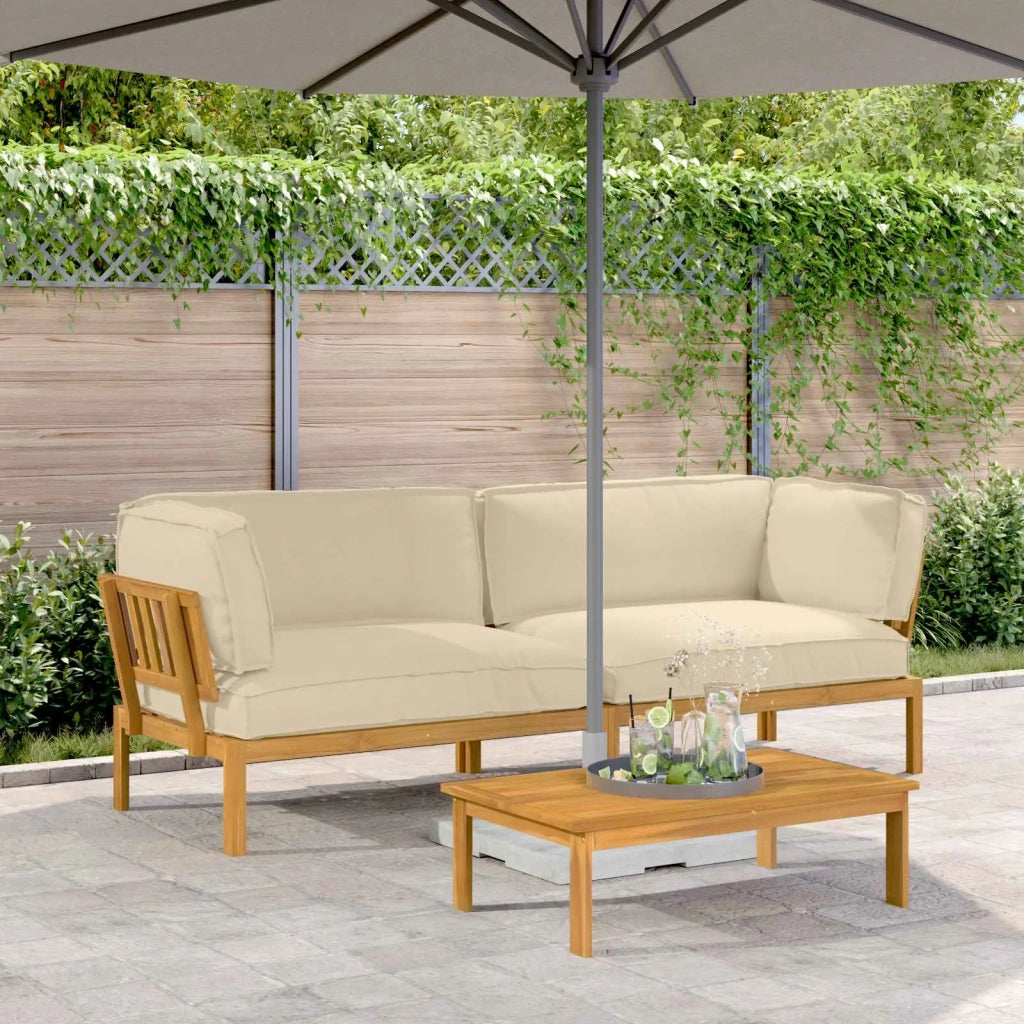 Set di divani con cuscino 2 pcs Beige Legno di Acacia Massello 3418527