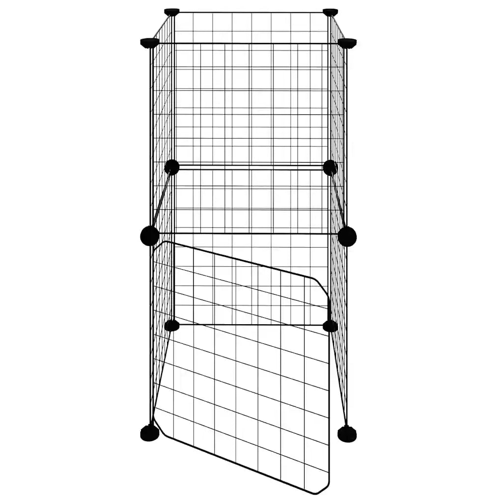 Gabbia per Animali 8 Pannelli con Porta Nero 35x35 cm Acciaio 3114032