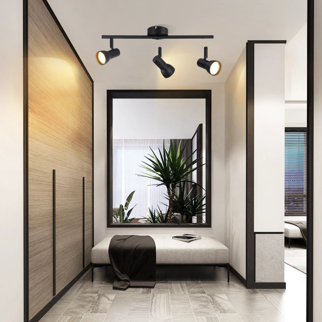 ZMH Faretto da soffitto neri 3 luci GU10 orientabili 350° metallo design moderno senza lampadina