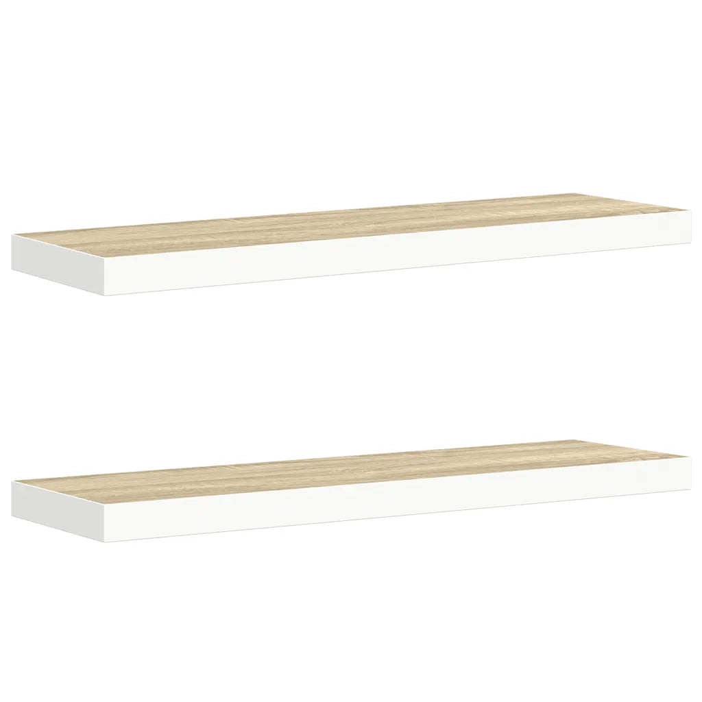 Scaffali a Parete 2 pz Rovere e Bianco 90x23,5x3,8 cm in MDF 326583