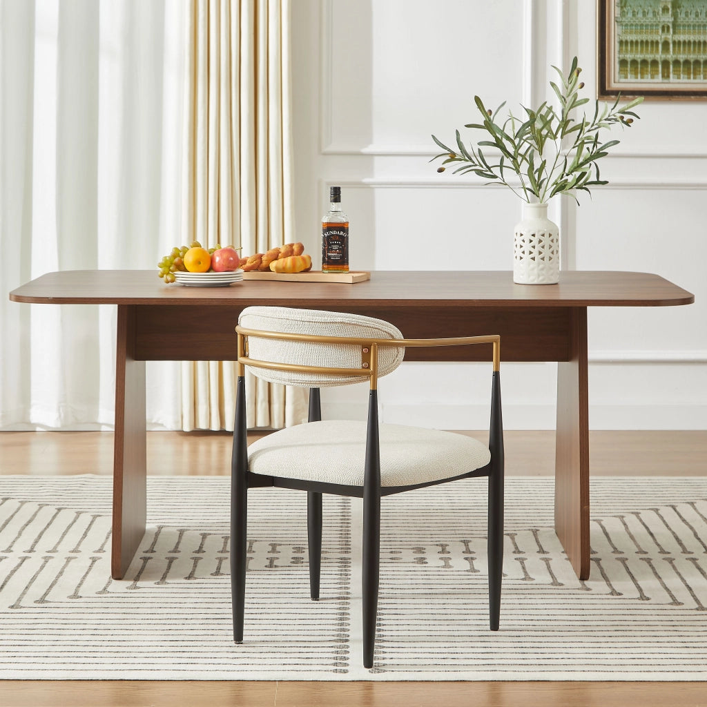 SEDIA Set da 2 pezzi in tessuto beige con struttura in metallo nero e oro