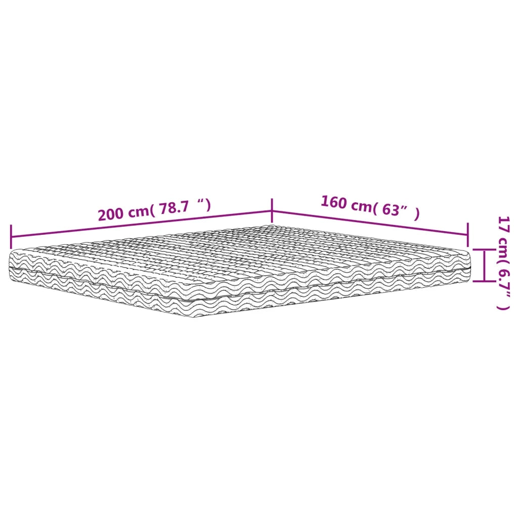 Materasso in Schiuma-Materasso per Letto Bianco 160x200 cm Durezza H2 H3