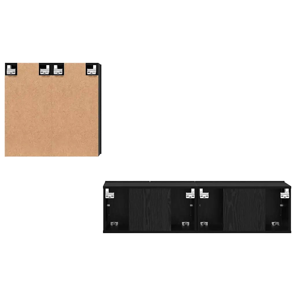 Set mobile TV Montaggio a parete Rovere Nero Legno multistrato 3393373
