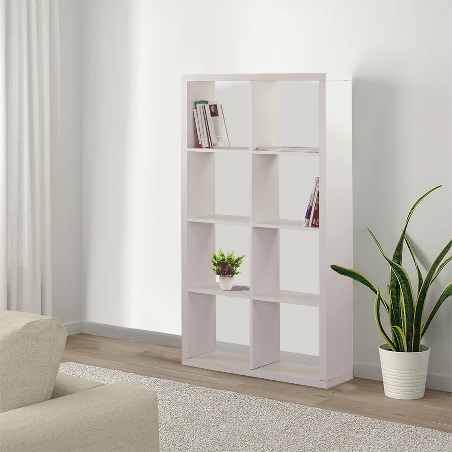 Libreria 8 Ripiani 77x147x30 cm in Legno MDF Bianco Opaco