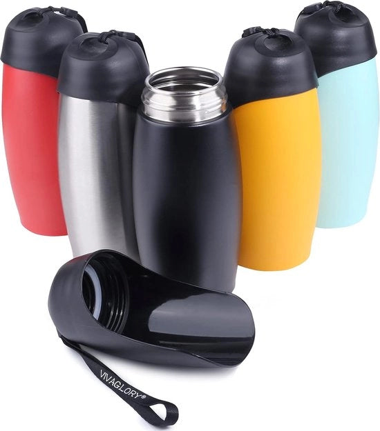 Fiasco in Acciaio Inossidabile per Cani con Grande Vaschetta, BPA Libero, 750 ml, Nero