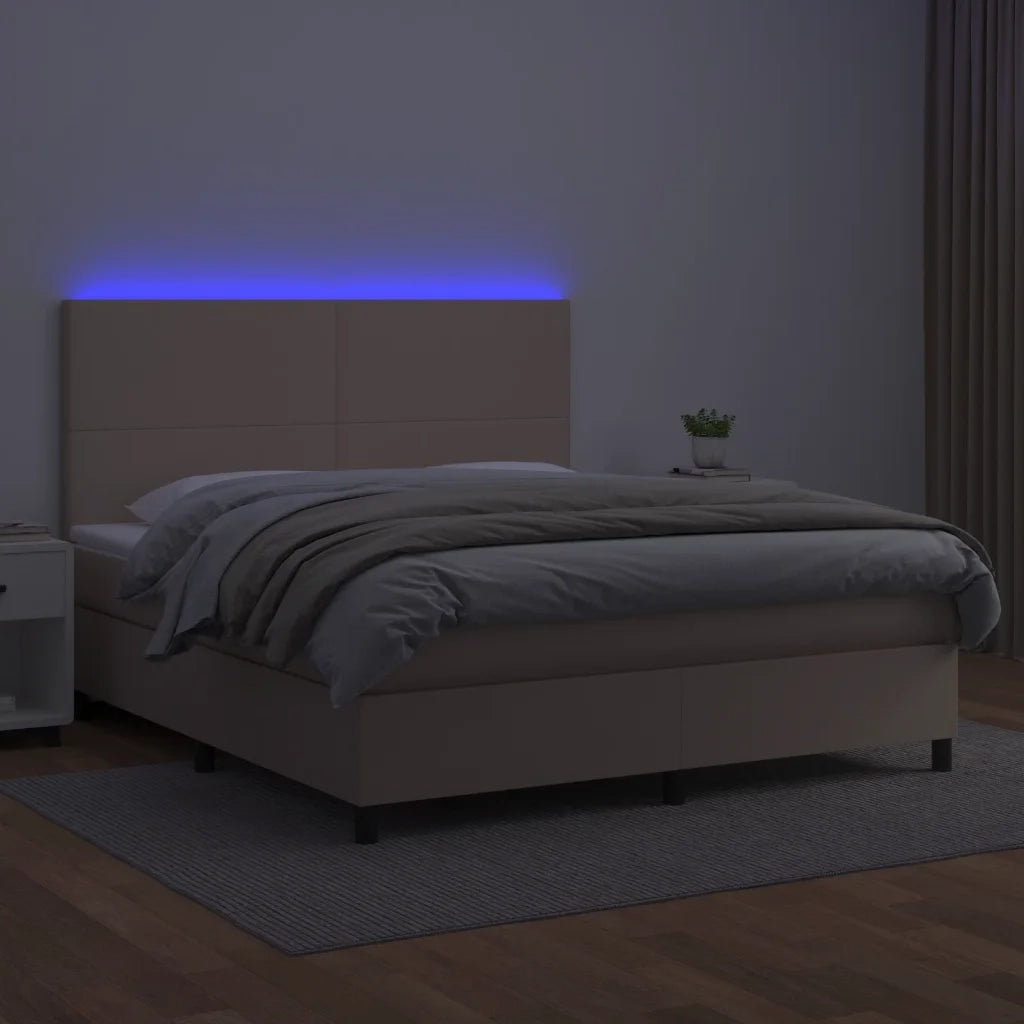 Giroletto Molle Materasso e LED Cappuccino 180x200cm Similpelle 3135842