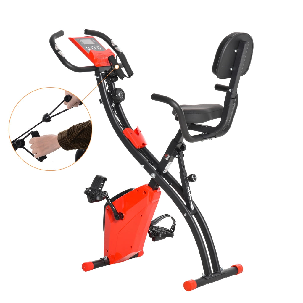 Bicicletta Fitness Pieghevole Regolabile con Schermo LCD ¨C Zephmum ¨C 105x48x118 cm Rosso