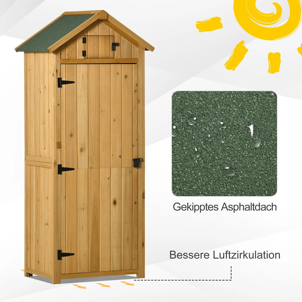 Armadietto da giardino con 3 ripiani rimovibili e finestra, per giardino, in legno, giallo, 77 × 54,2 × 179 cm