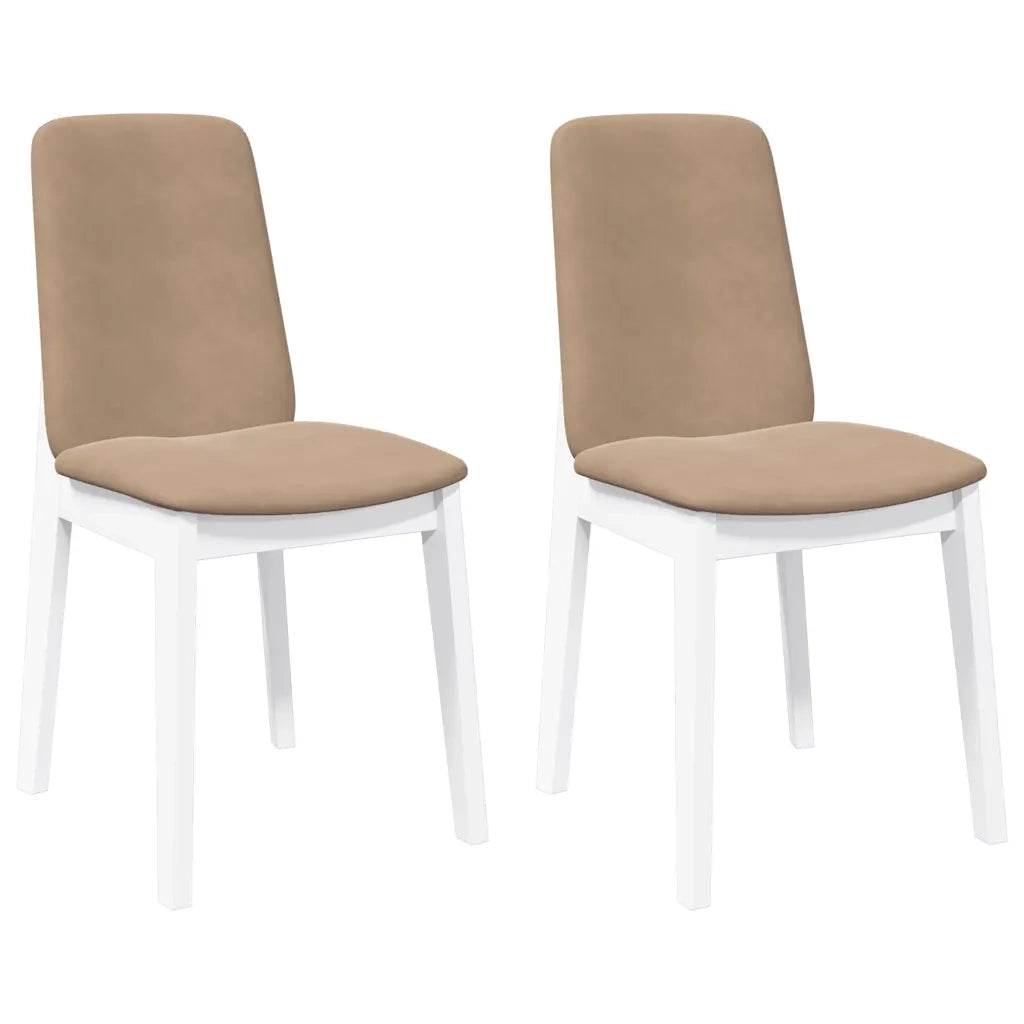 Sedie da Pranzo con Cuscini 2 pz Bianco Legno Massello di Hevea 4102447
