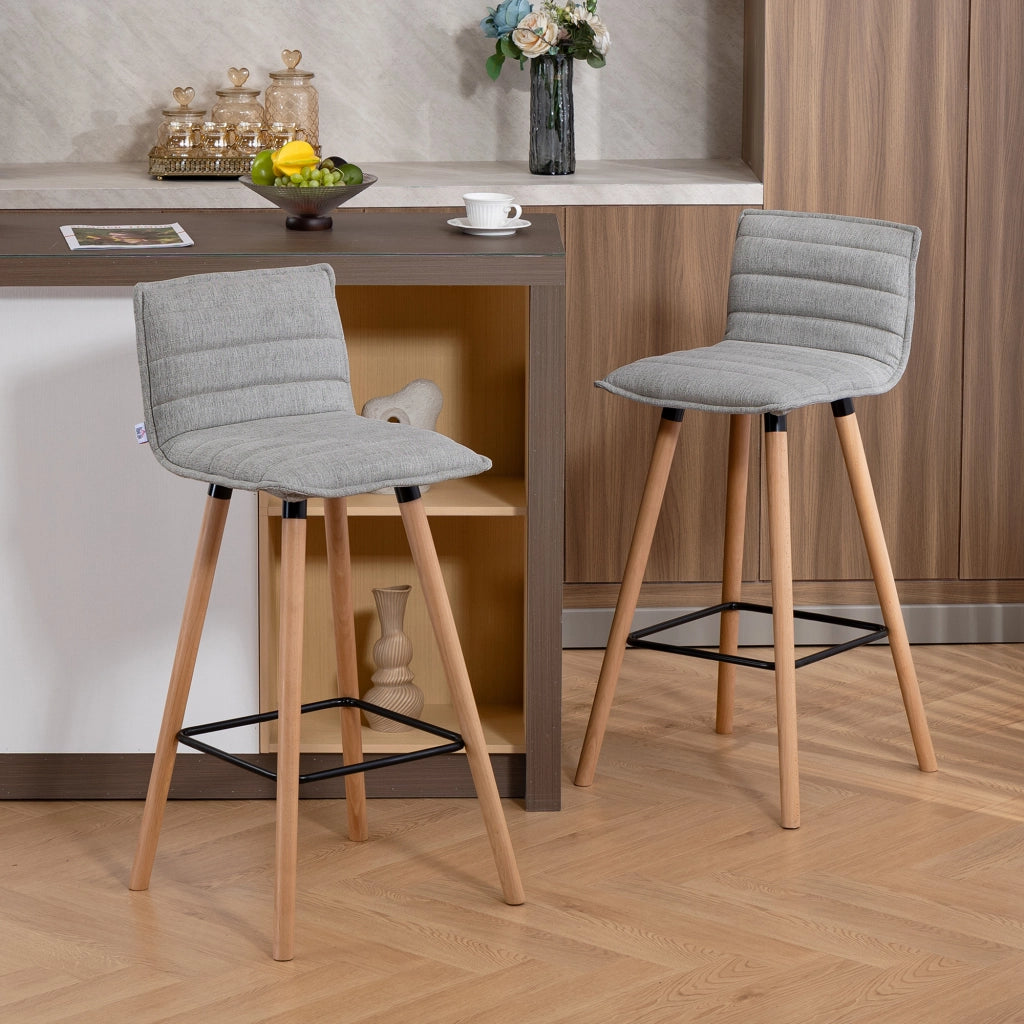 Set di 2 sgabelli da bar ¨C zephmum ¨C imbottiti in grigio, 48x48x99,5 cm