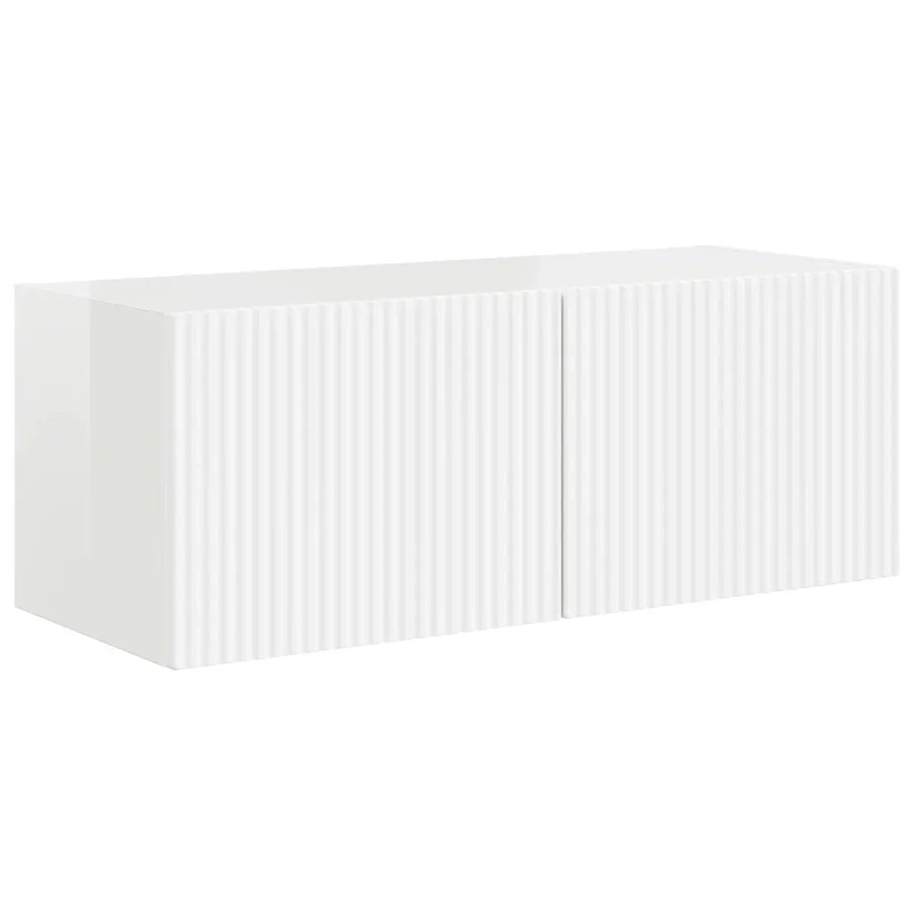 Mobile TV da parete 2 pz-Set di 2 Mobile TV a Muro-Credenza TV Bianco Lucido 60 x 31 x 29.5 cm 287007