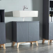Armadio Sottolavabo Overath 60 x 60 x 30 cm Grigio [en.casa]